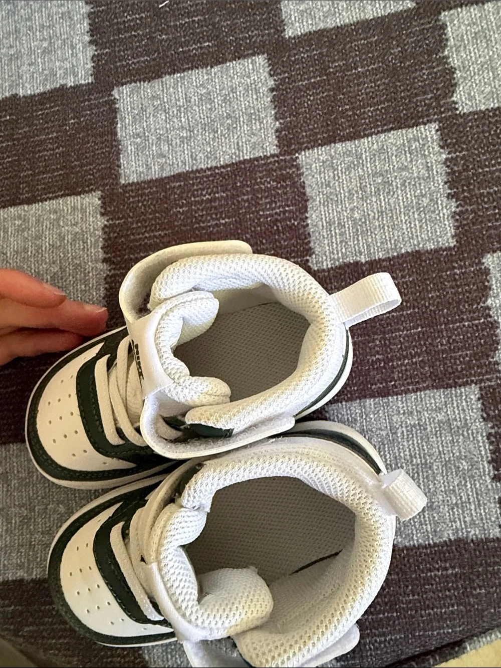 Nike Kids Mid-Top Sneakers in White and Dark Green